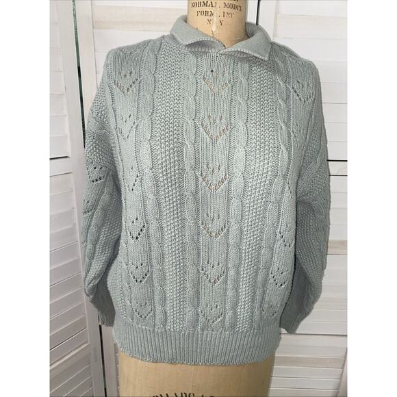 80s Outback Red Green Cable-Knit Sweater Women’s Made In USA - Picture 1 of 10